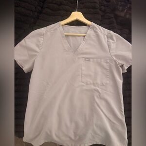 Figs Womens V-Neck Scrub Top in Slate Gray Size Medium